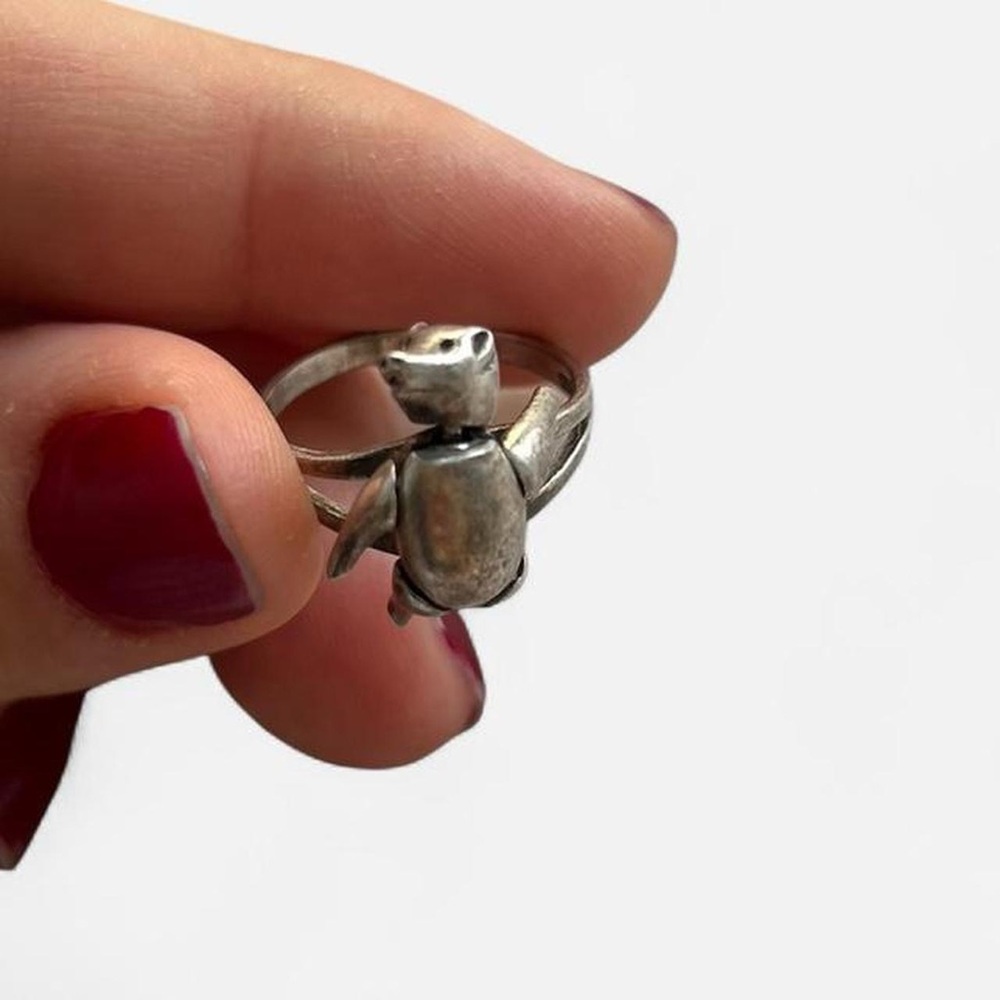 Sterling Silver Moving Pig Ring